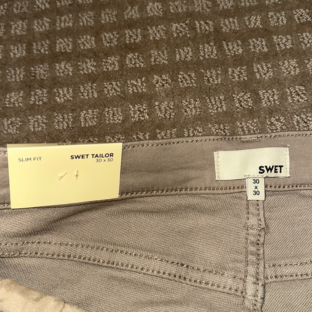 NEW Swet Tailor Duo Pants True Khaki size 30x30 slim fit - Picture 6 of 16